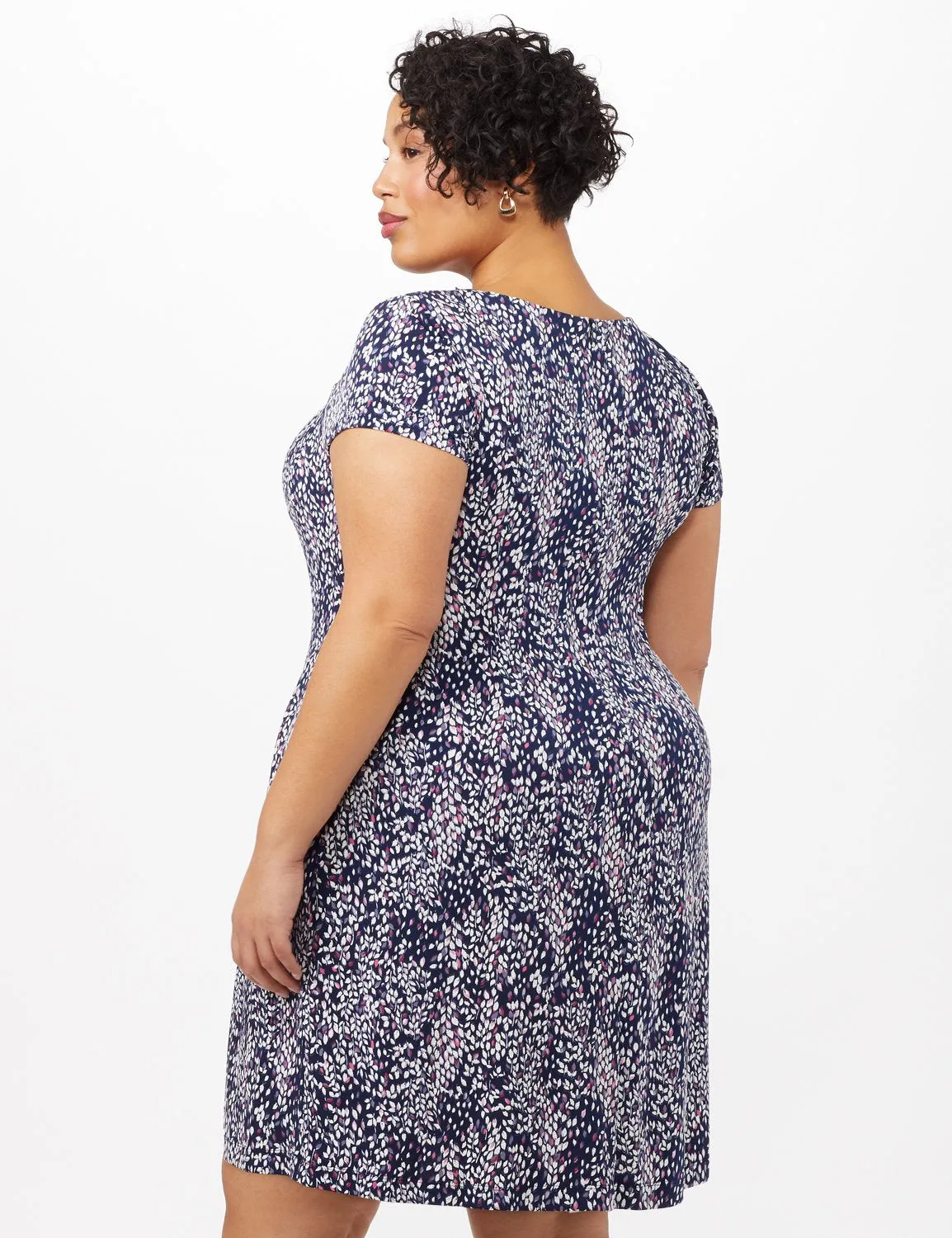 Fit and Flare Puff Print with Pockets Dress