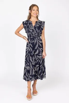Flutter Sleeve Dotted Print Dress