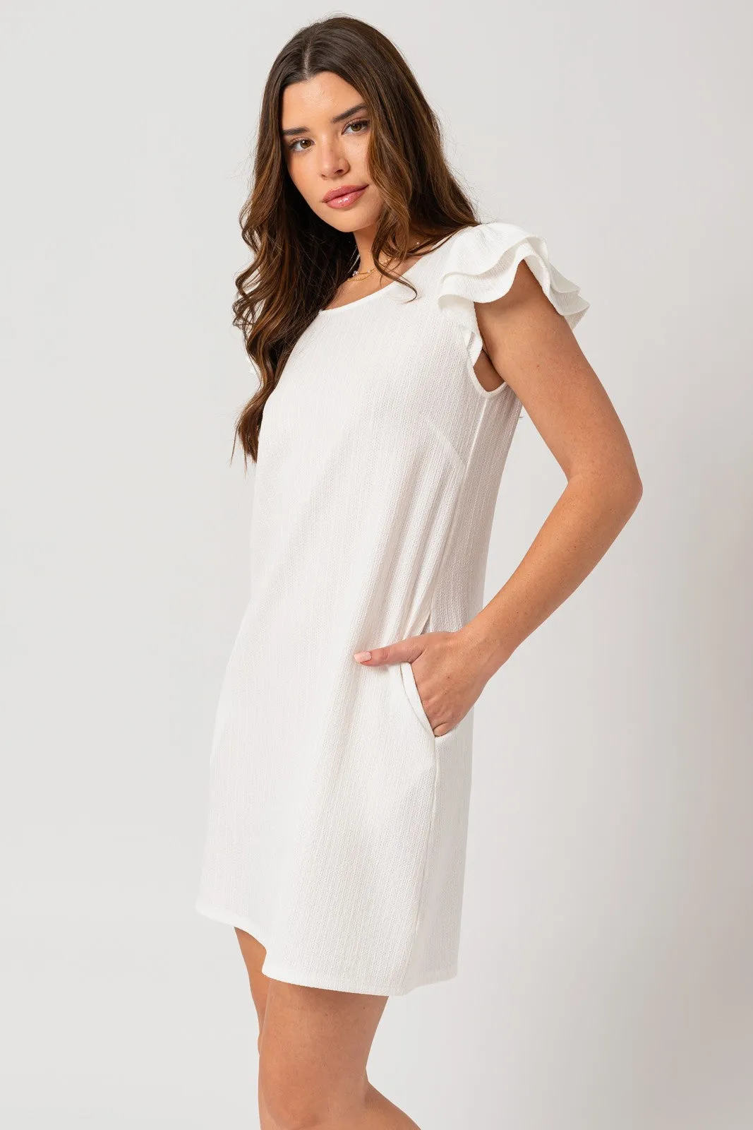 Flutter Sleeve Shift Dress