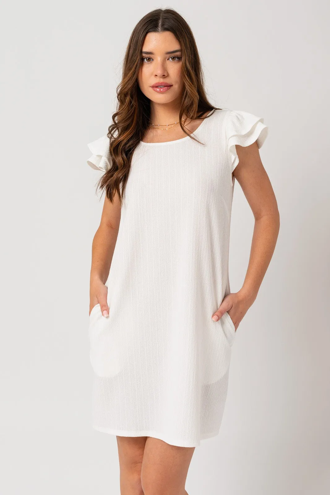 Flutter Sleeve Shift Dress