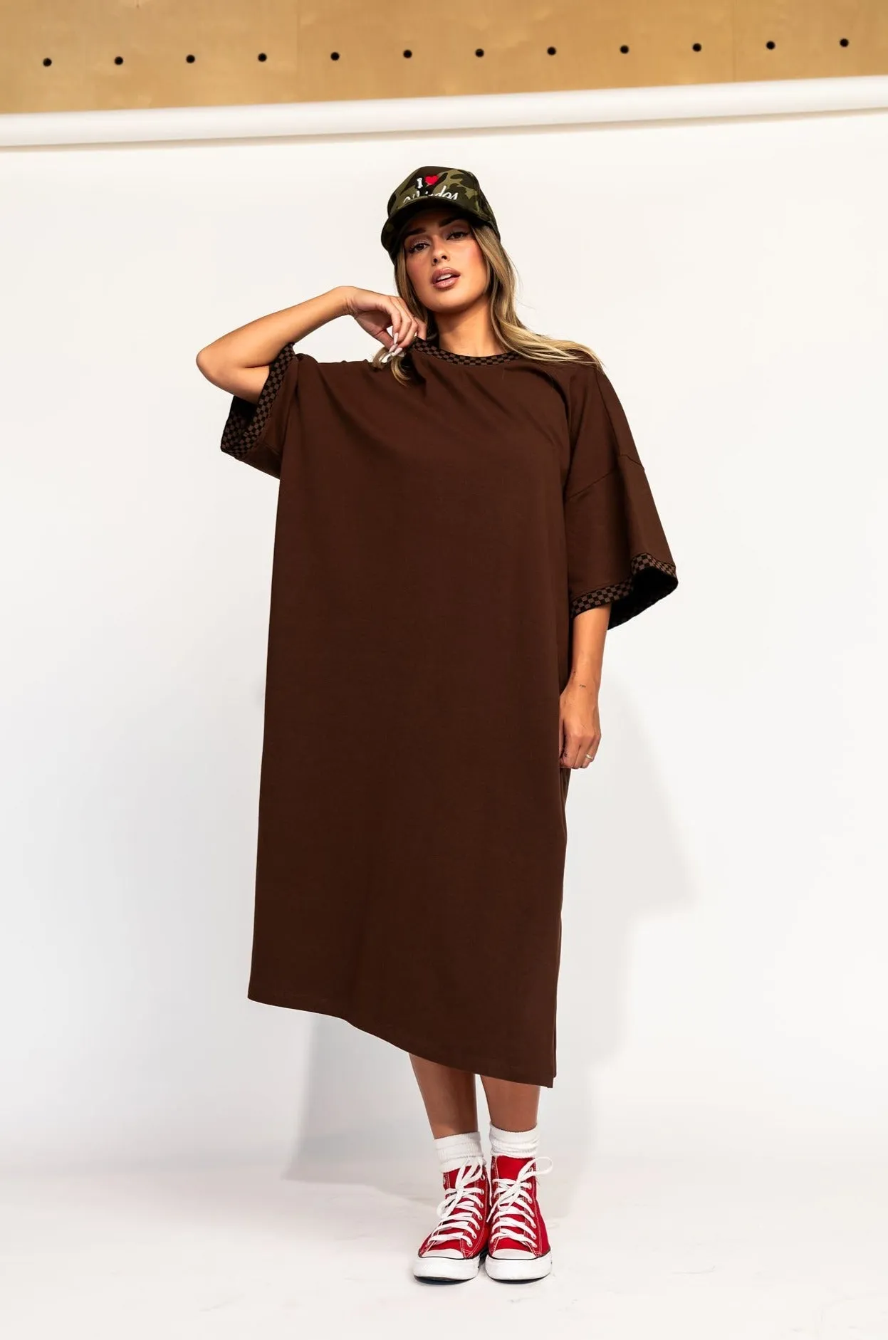 Frankie Dress in Mocha   Checkerboard