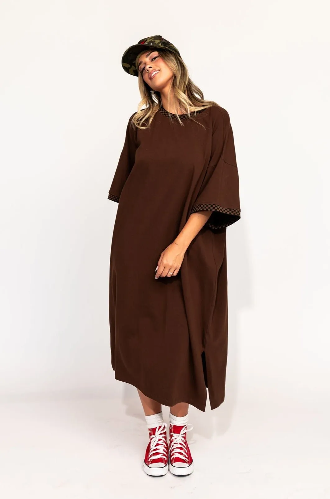 Frankie Dress in Mocha   Checkerboard