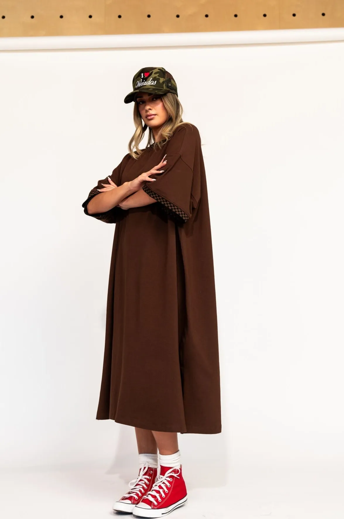 Frankie Dress in Mocha   Checkerboard