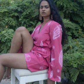 Fuchsia Jumpsuit for Women | Shibori-Crafted | Cotton | Coastal Chic