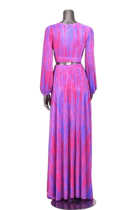 Fuchsia Multi Maxi Skirt Set