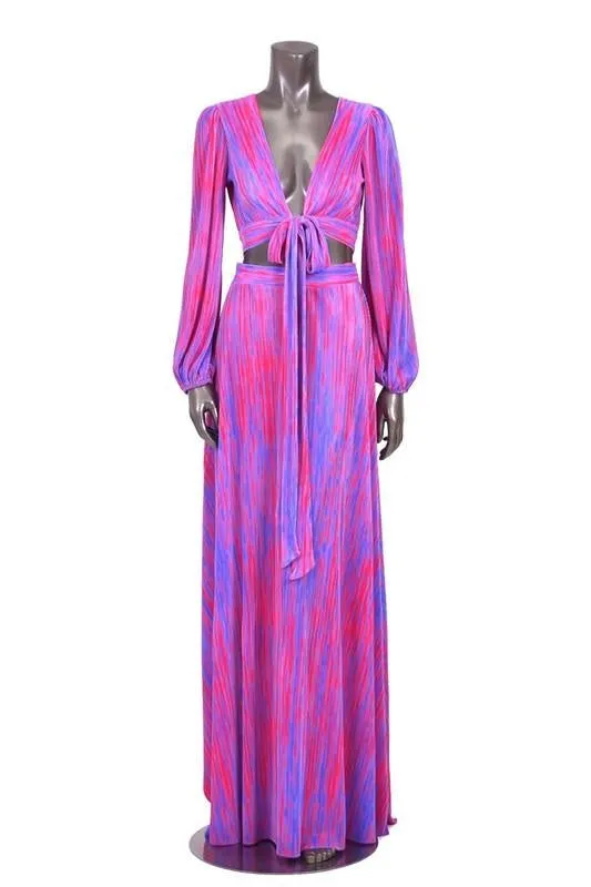 Fuchsia Multi Maxi Skirt Set