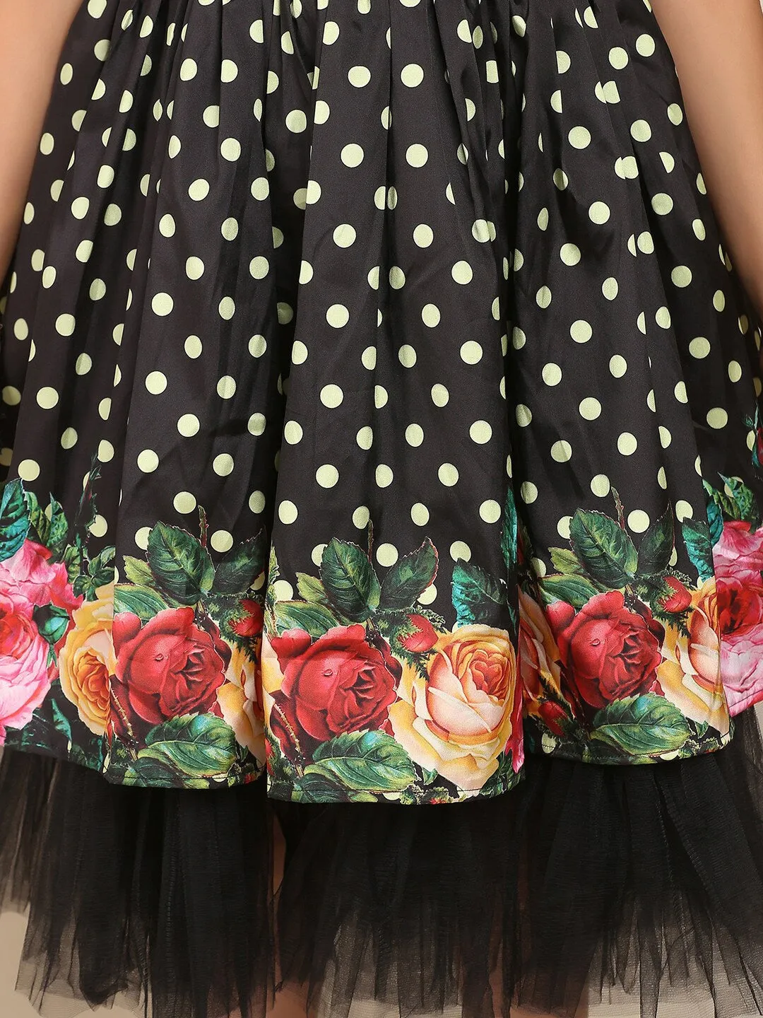 Girl's Black & White Floral Midi Dress - NOZ2TOZ KIDS