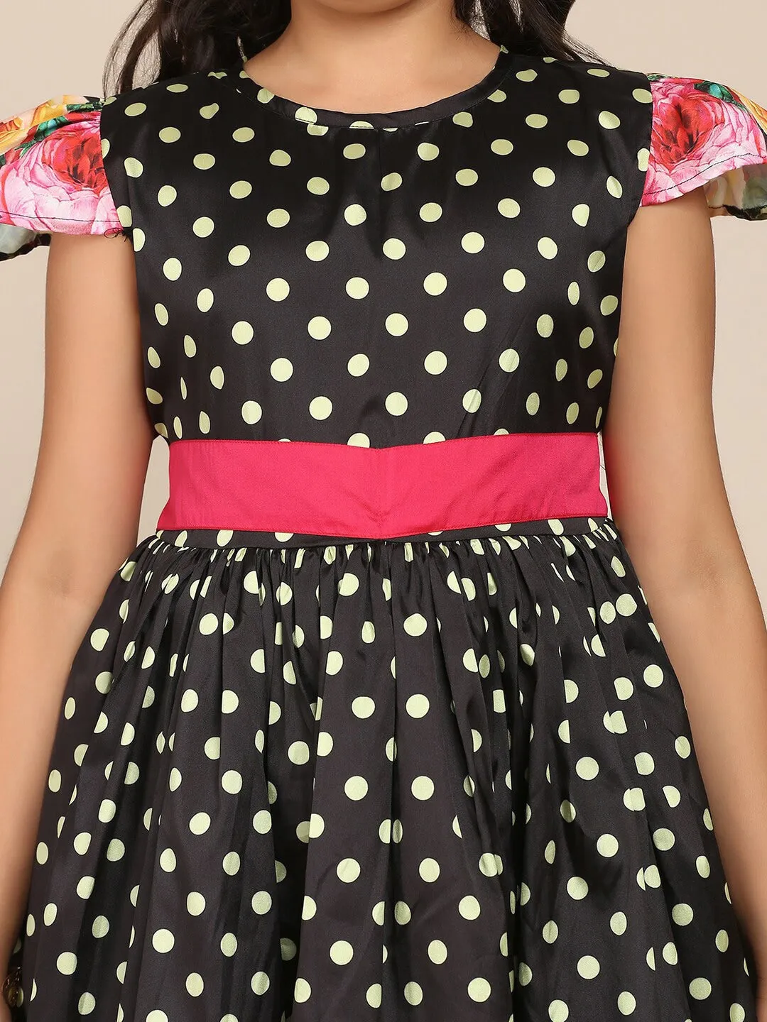 Girl's Black & White Floral Midi Dress - NOZ2TOZ KIDS