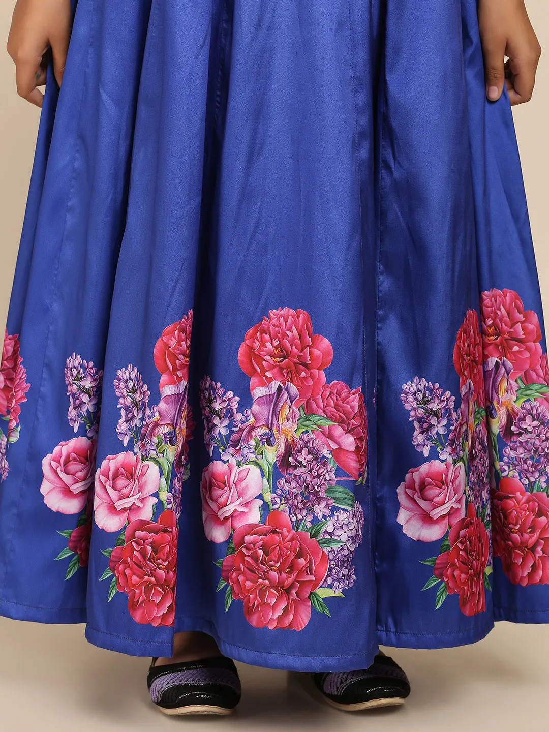 Girl's Blue Digital Print Gown - Bitiya By Bhama