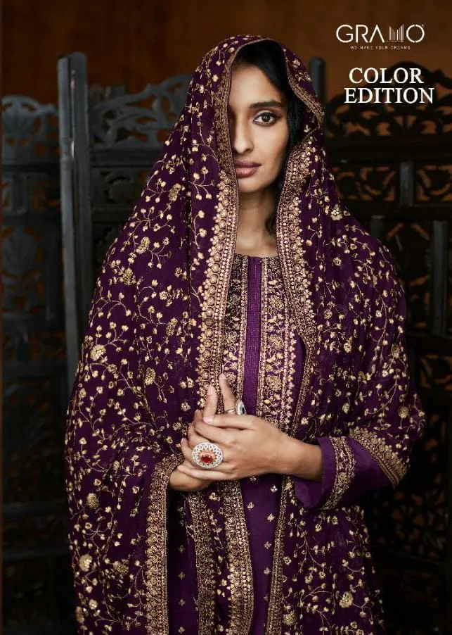 Gramo Color Edition Designer Heavy Fox Georgette Salwar Suits Collection