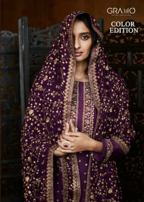 Gramo Color Edition Designer Heavy Fox Georgette Salwar Suits Collection