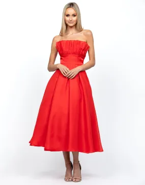 ITZI RUFFLED TEA LENGTH MIDI B56D31S