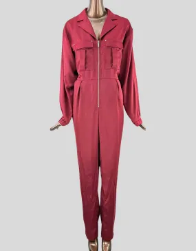 KAREN MILLEN Satin Tailored Utility Jumpsuit w/ Tags - 8 US