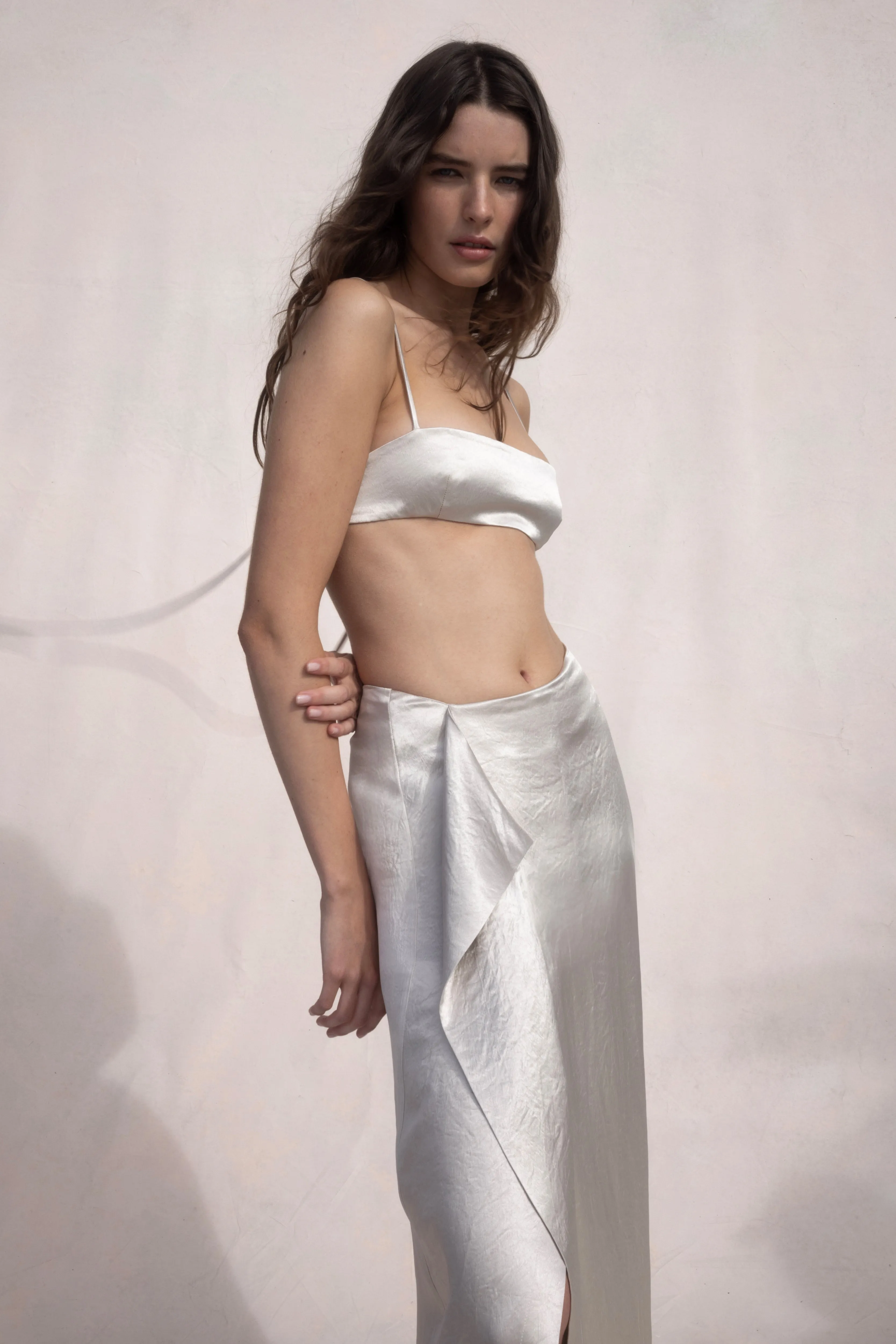 Kobe Satin Slimline Bodice - Silver