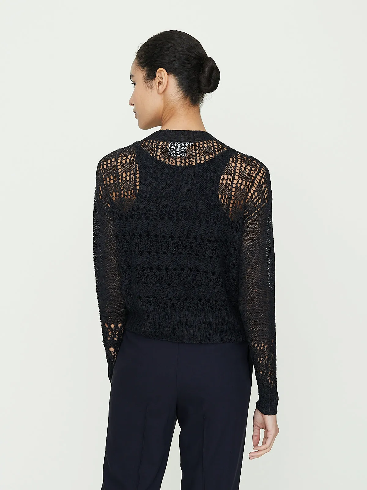 Lacy Stitch Sweater in Black