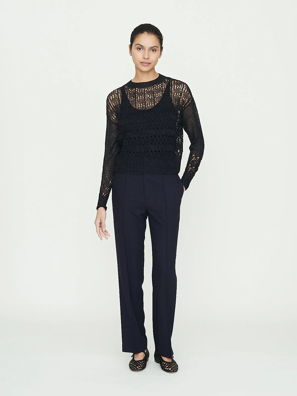 Lacy Stitch Sweater in Black