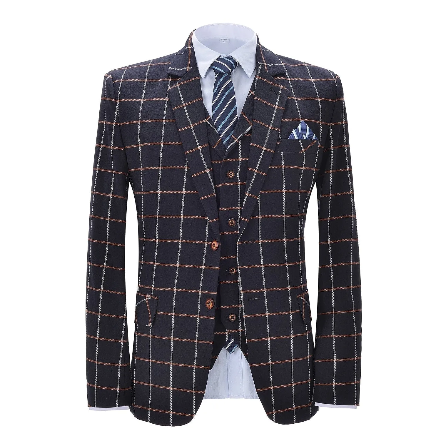 Men's Plaid 3 Piece Suit Slim Fit Dinner Suit Tuxedo