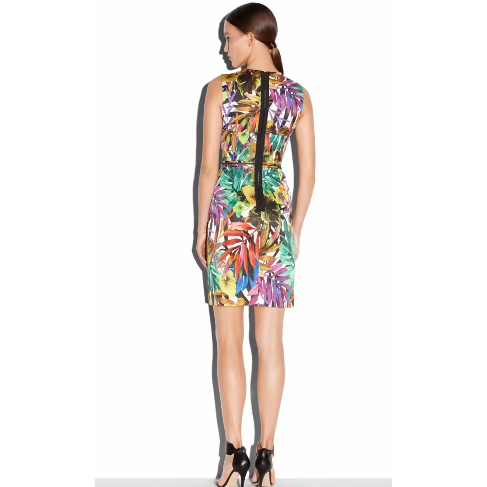 Milly Angular Tropical Print Sleeveless Pencil Dress Colorful Size 4 New