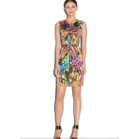 Milly Angular Tropical Print Sleeveless Pencil Dress Colorful Size 4 New