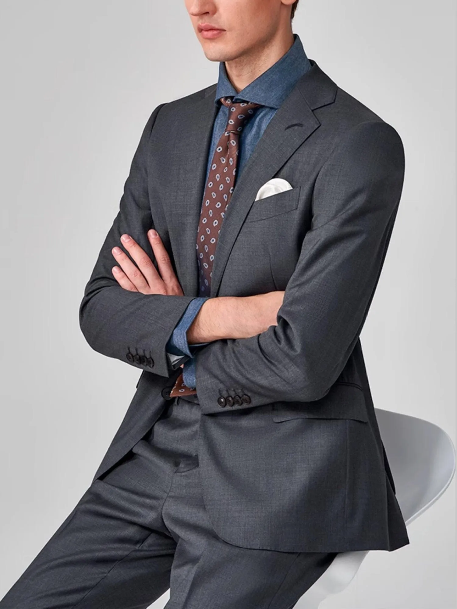 Navy 2 Piece Solid Color Tuxedo Double Button Notch Lapel Men Suit (Blazer Pants)