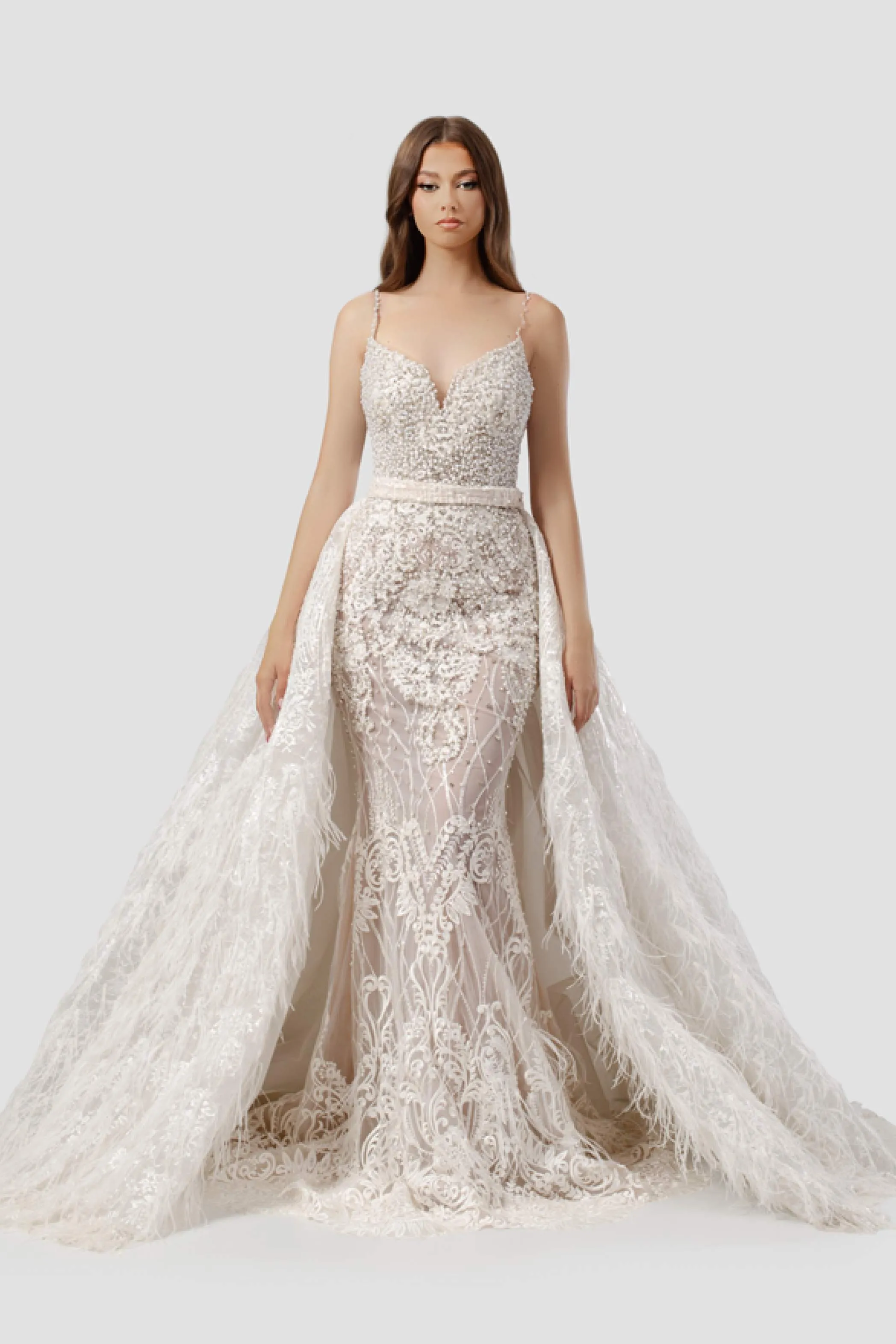 Off White Wedding Dress with Detachable Skirt