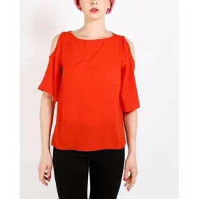 Orange Cold Shoulder Sheer Top