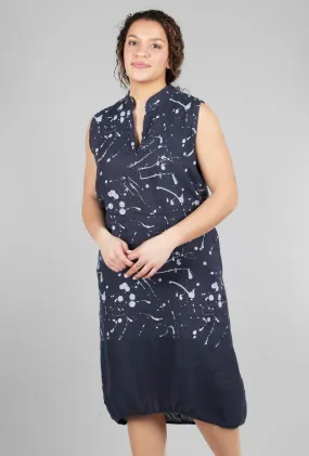 Paint-Splatter Balloon Dress, Navy