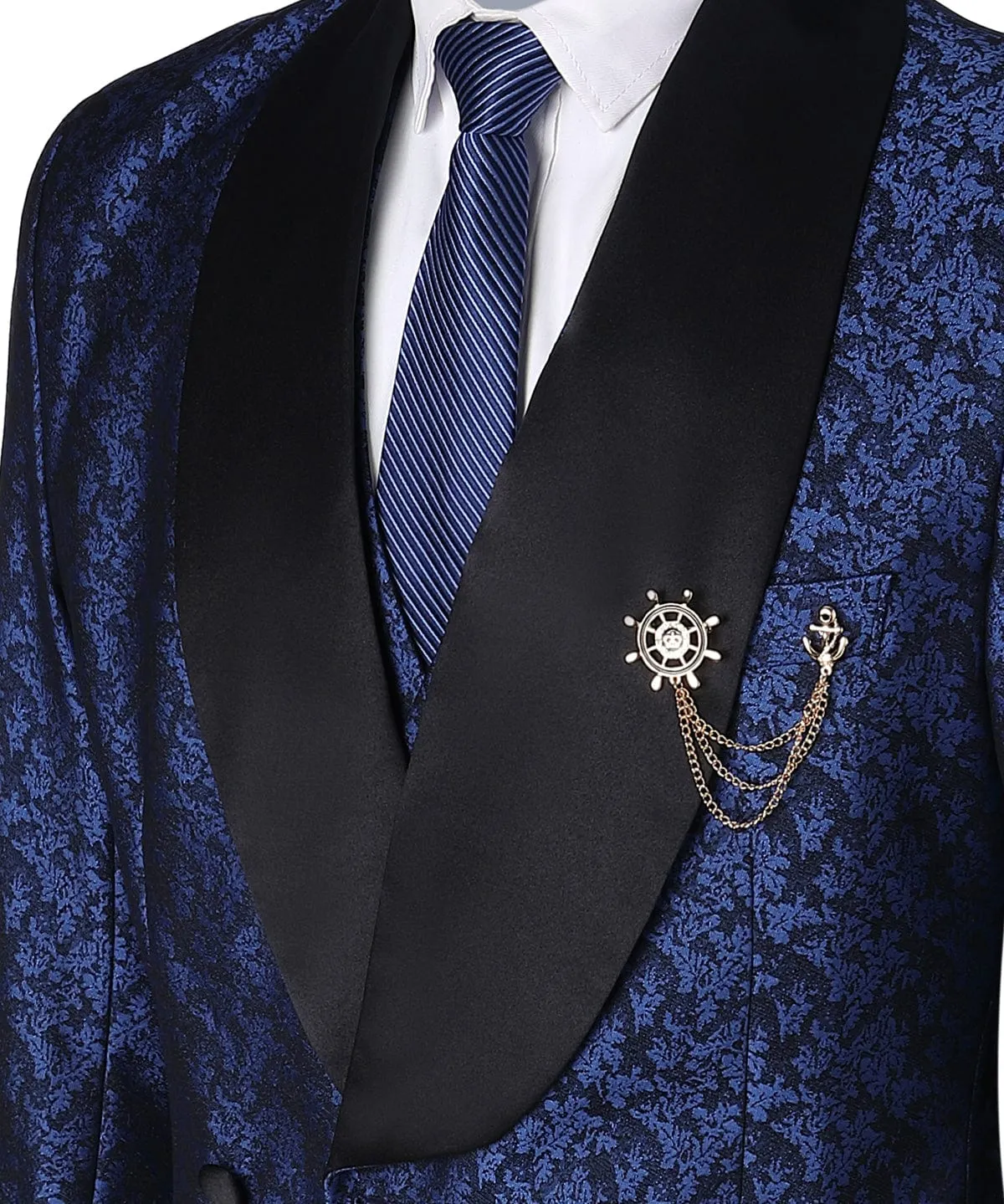 Patterned Shawl Lapel 3 Pieces Mens Suit Tuxedos (Blazer vest Pants)