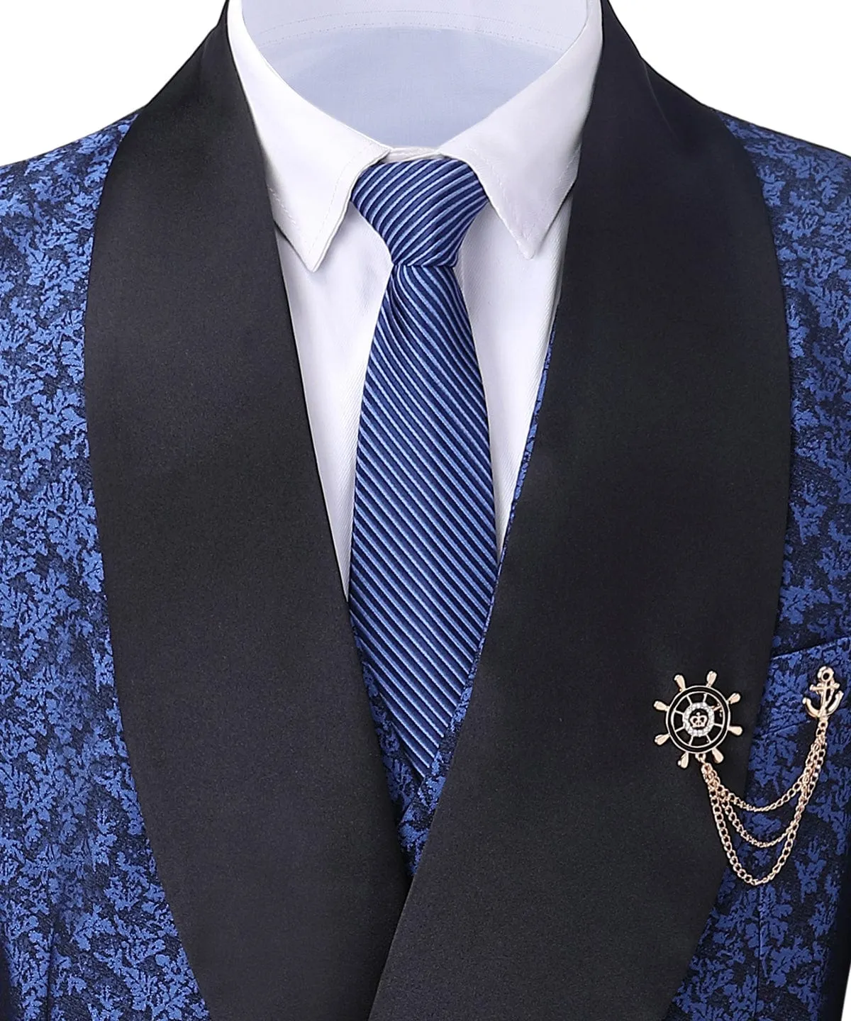 Patterned Shawl Lapel 3 Pieces Mens Suit Tuxedos (Blazer vest Pants)