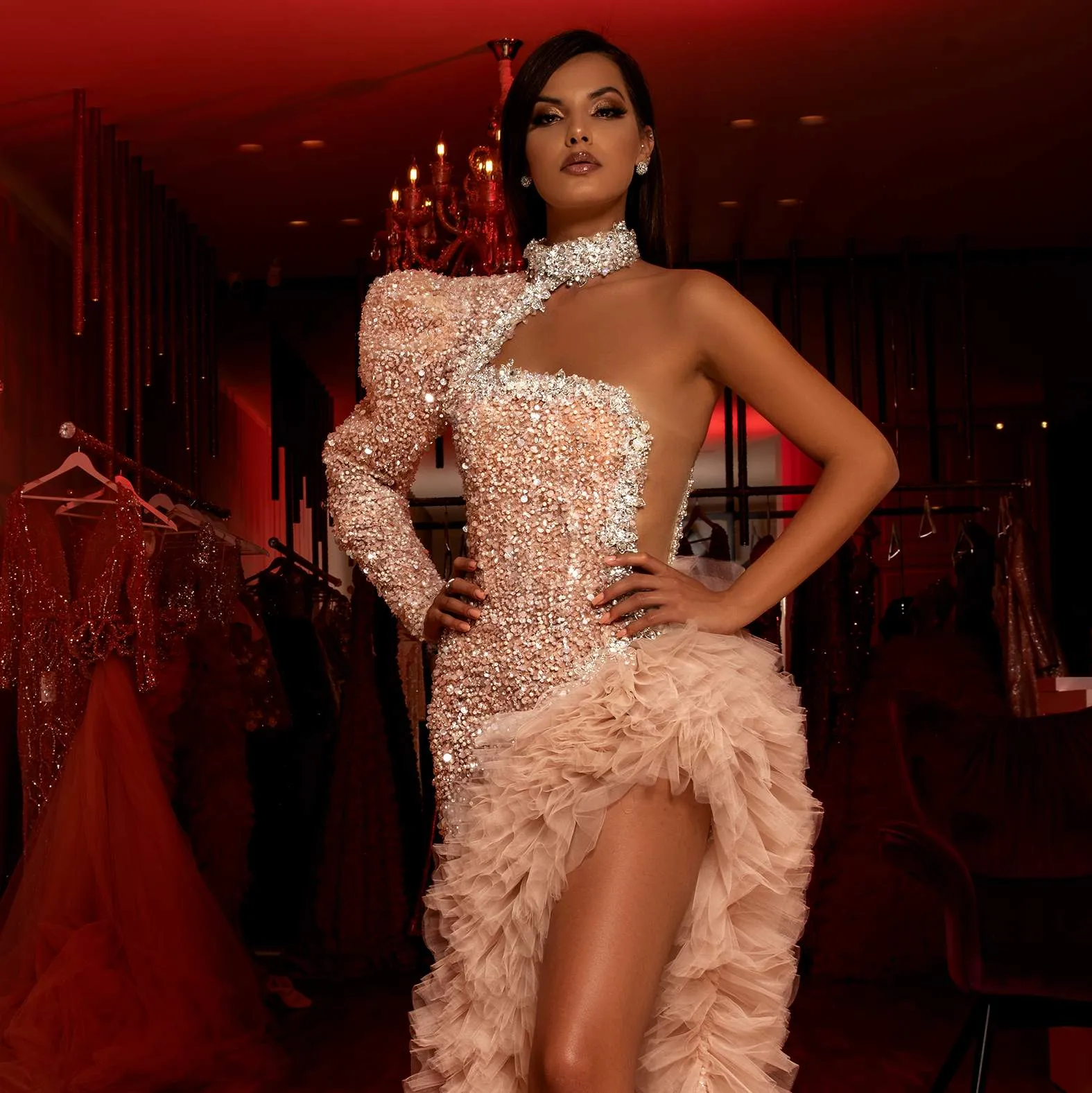 Pearl Peach Evening Dress