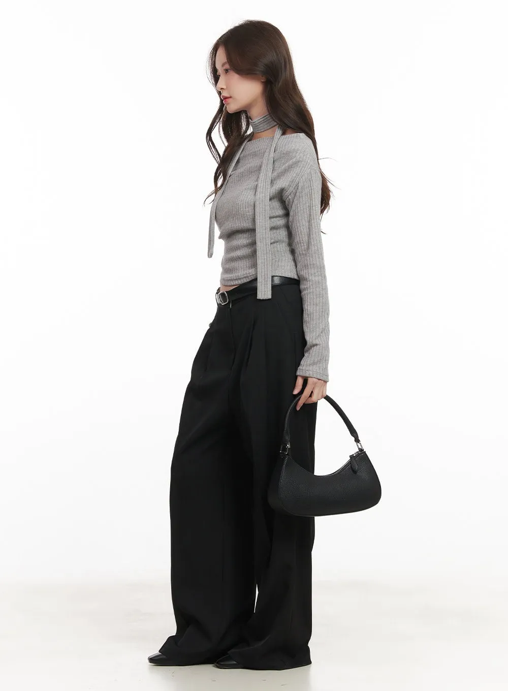 Pintuck Wide-Fit Slacks Pants CM511