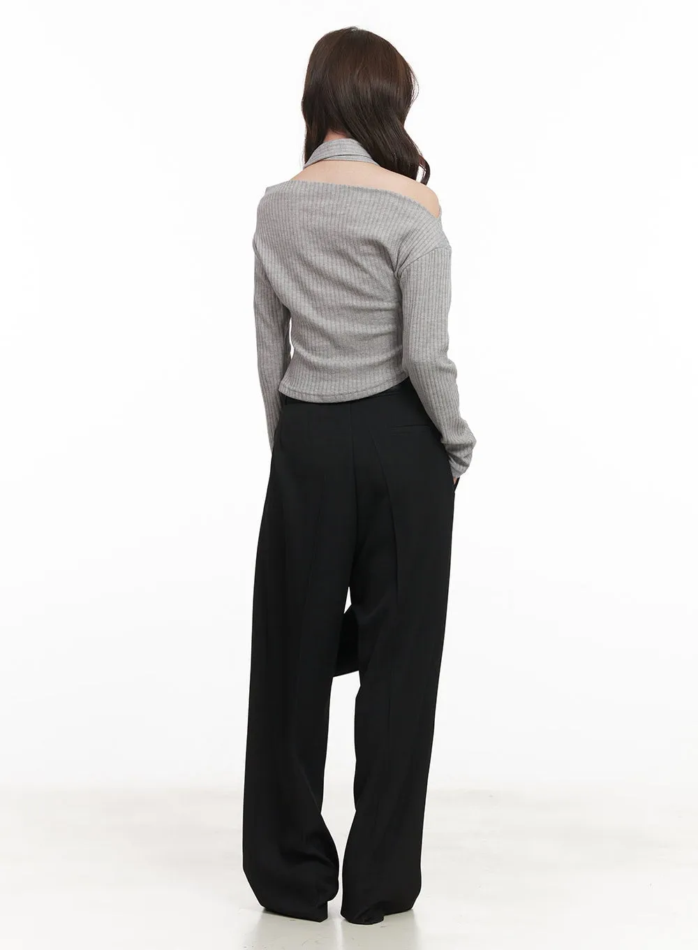 Pintuck Wide-Fit Slacks Pants CM511