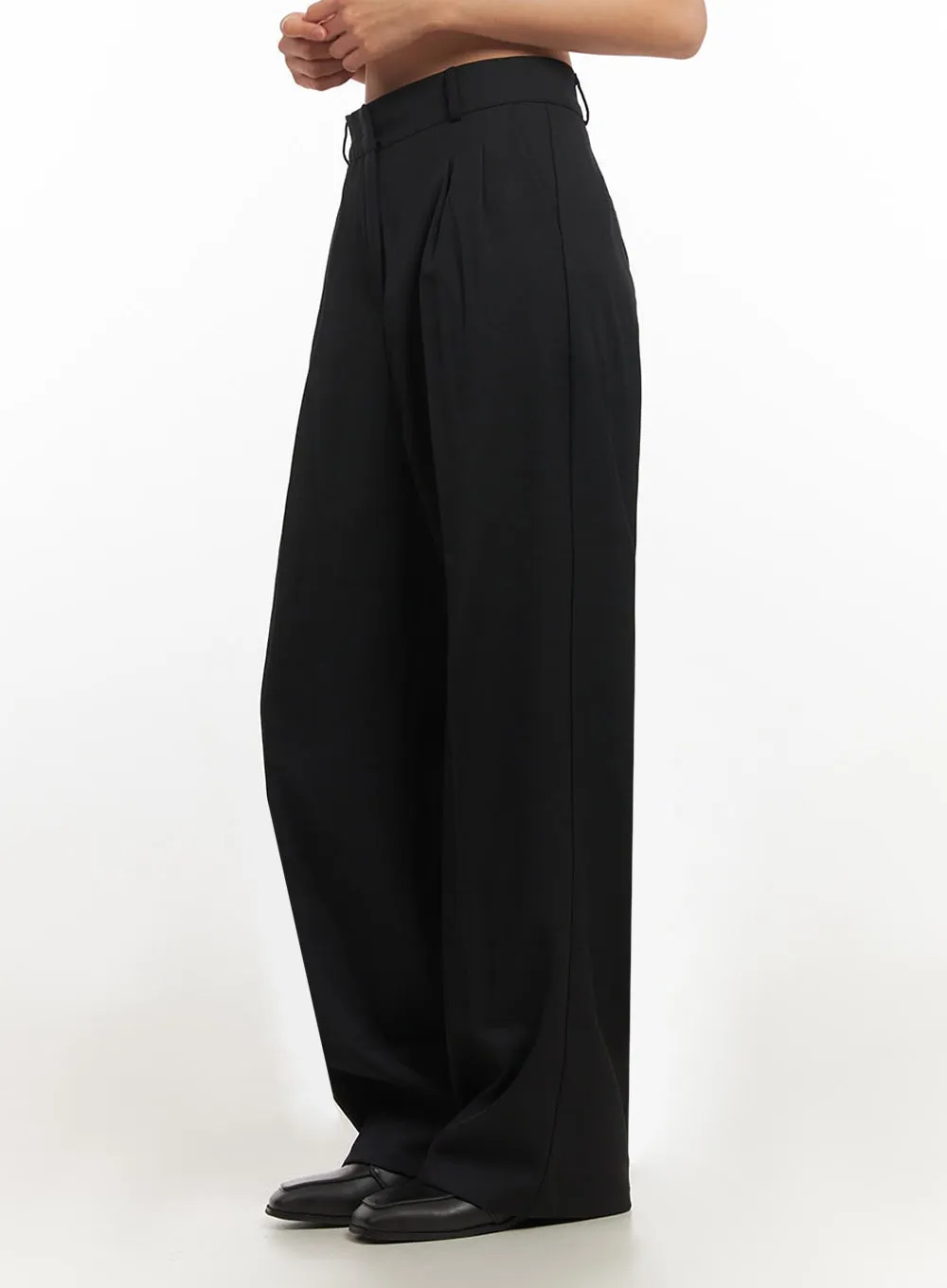 Pintuck Wide-Leg Slacks Pants IM524