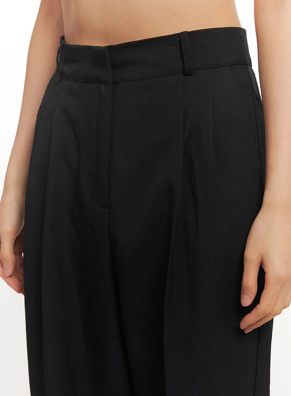 Pintuck Wide-Leg Slacks Pants IM524