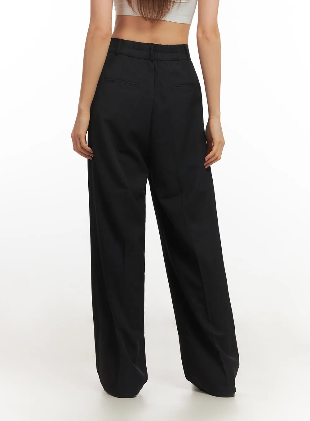 Pintuck Wide-Leg Slacks Pants IM524