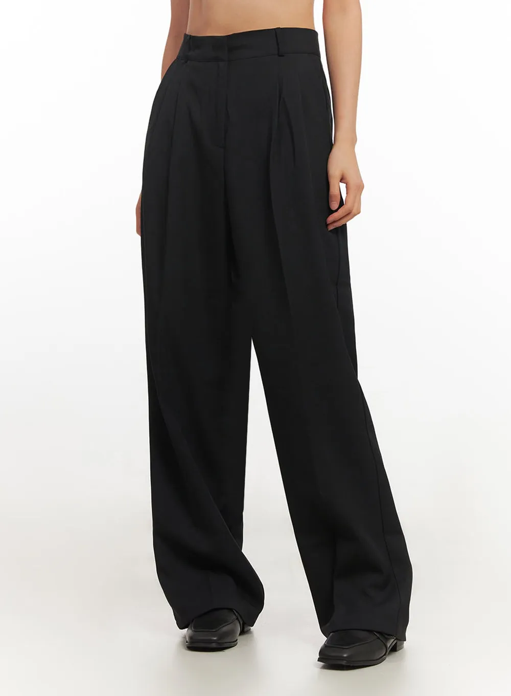 Pintuck Wide-Leg Slacks Pants IM524