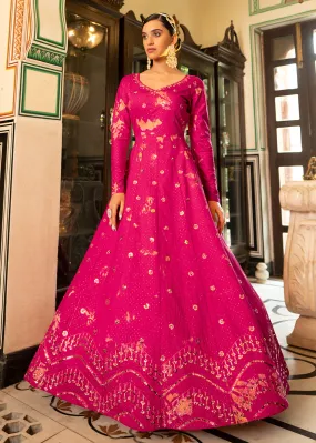 Rani Shibori Print Embroidered Floor Length Cotton Gown