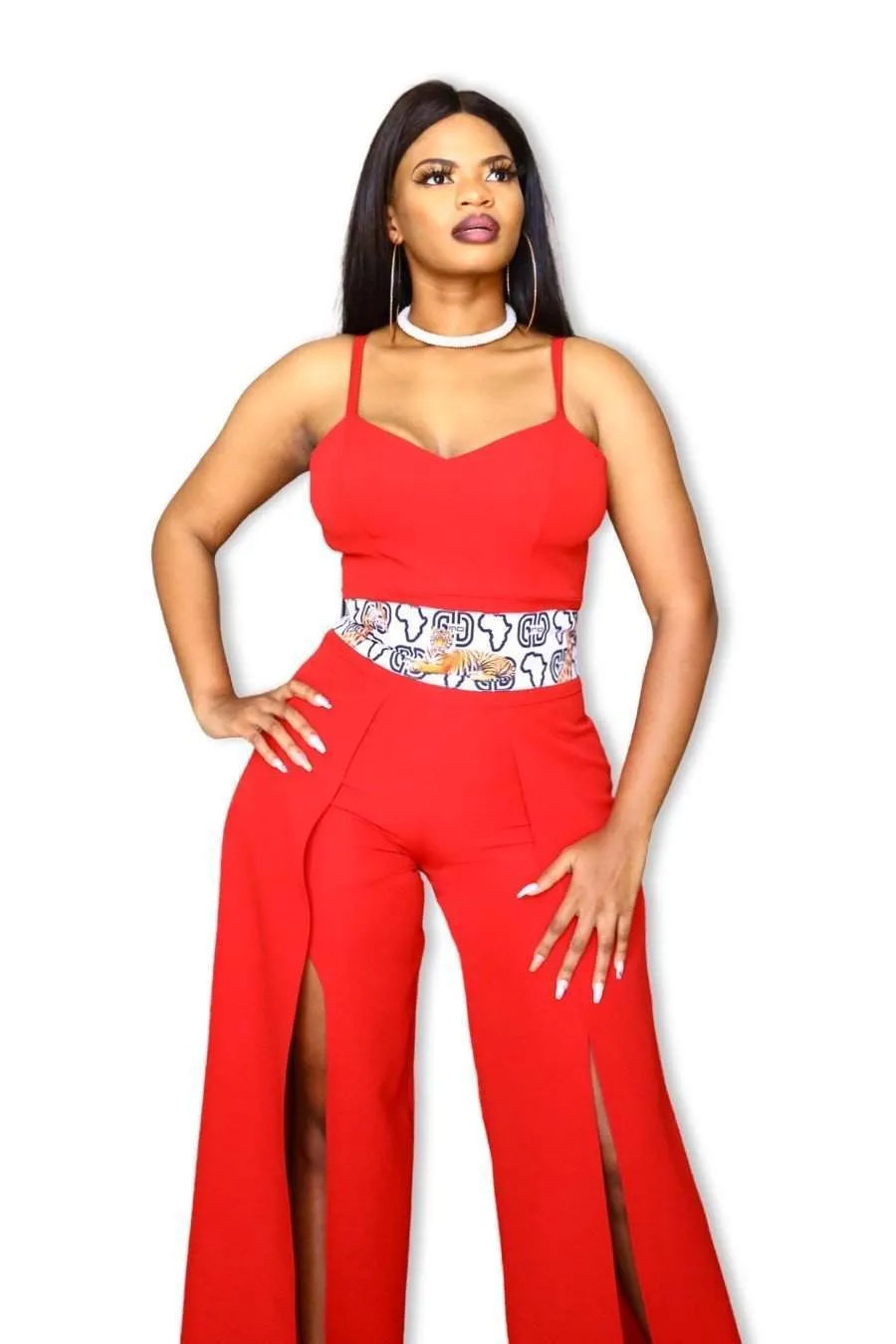 Red African Sexy Jumpsuit