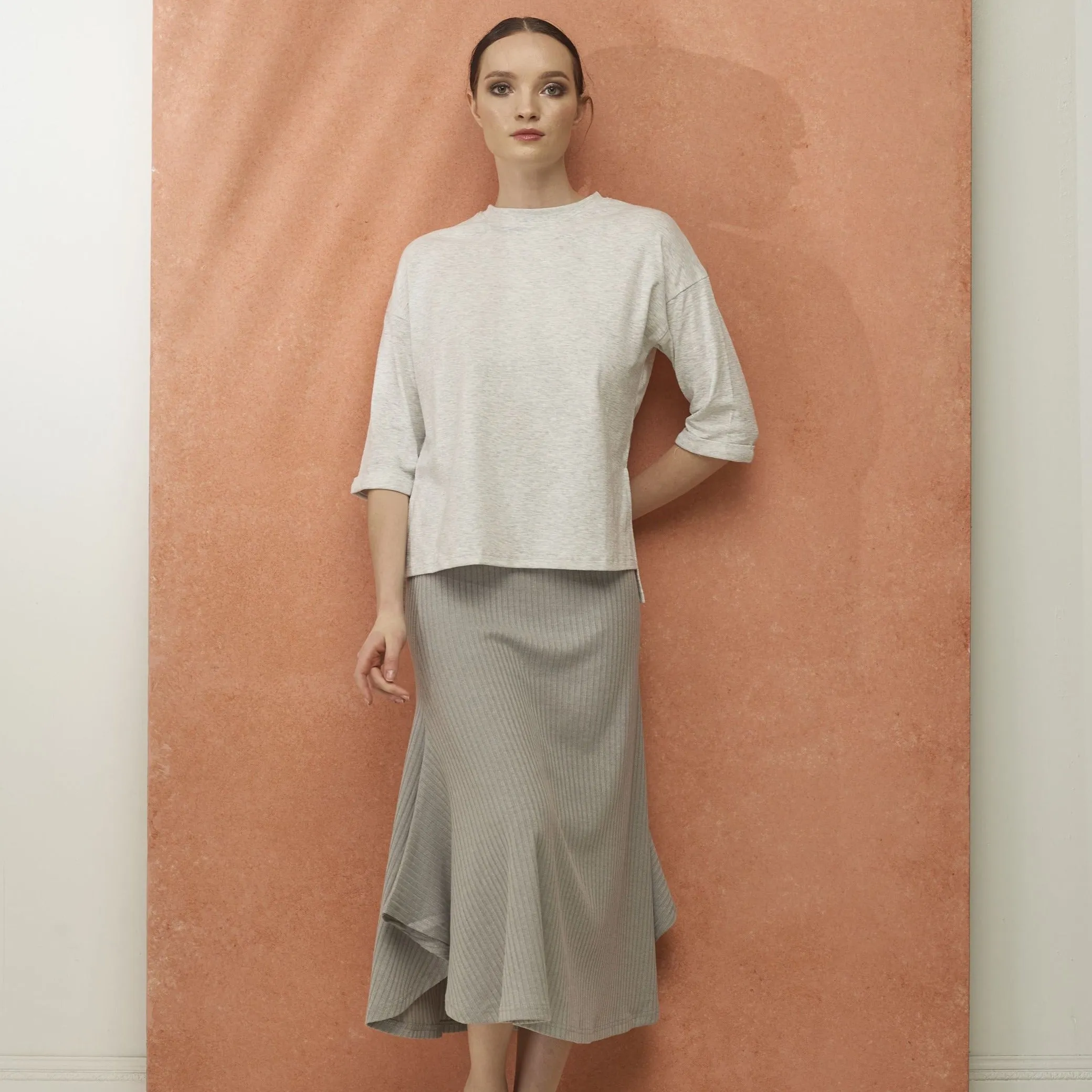Ribbed Wing Skirt | Grey [Final Sale]
