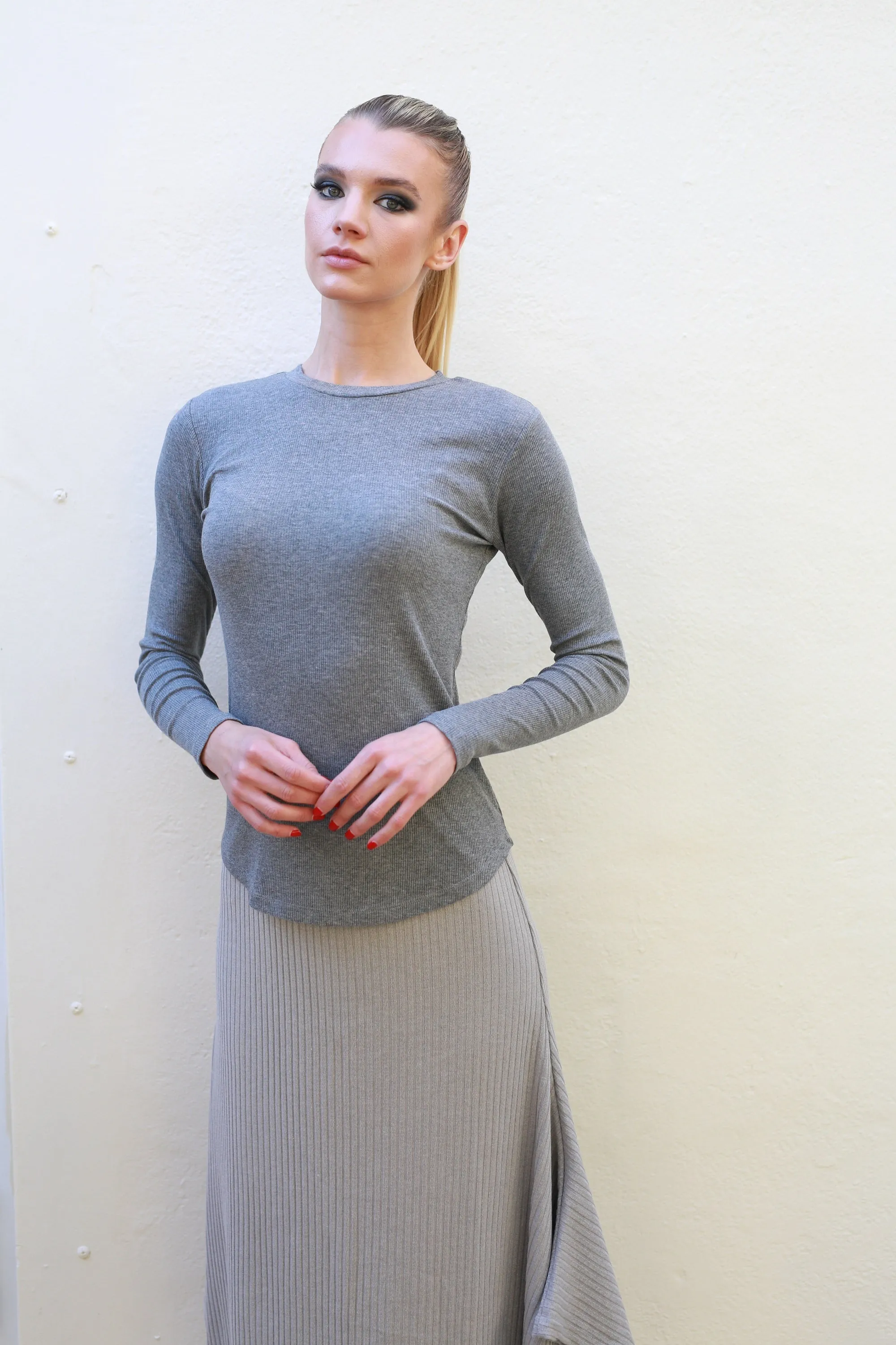 Ribbed Wing Skirt | Grey [Final Sale]