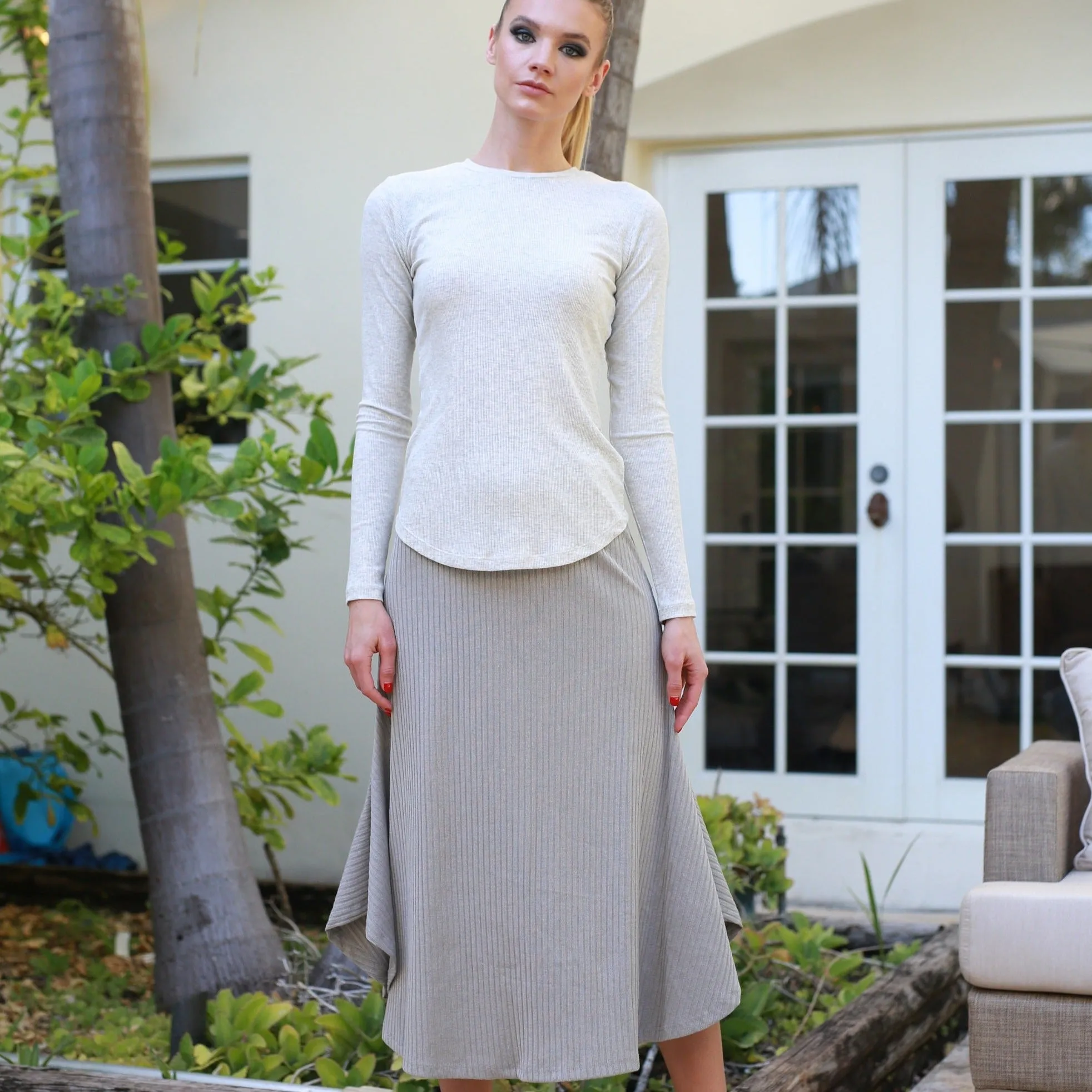 Ribbed Wing Skirt | Grey [Final Sale]