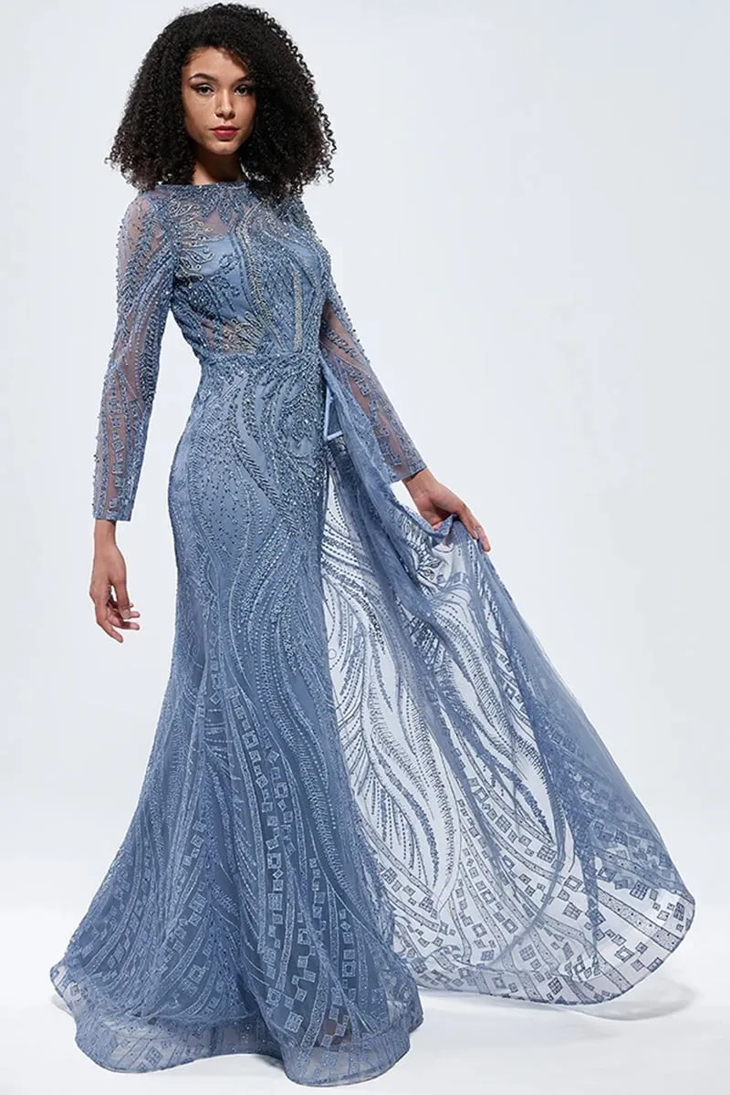 Romina Beaded Long Sleeve Gown