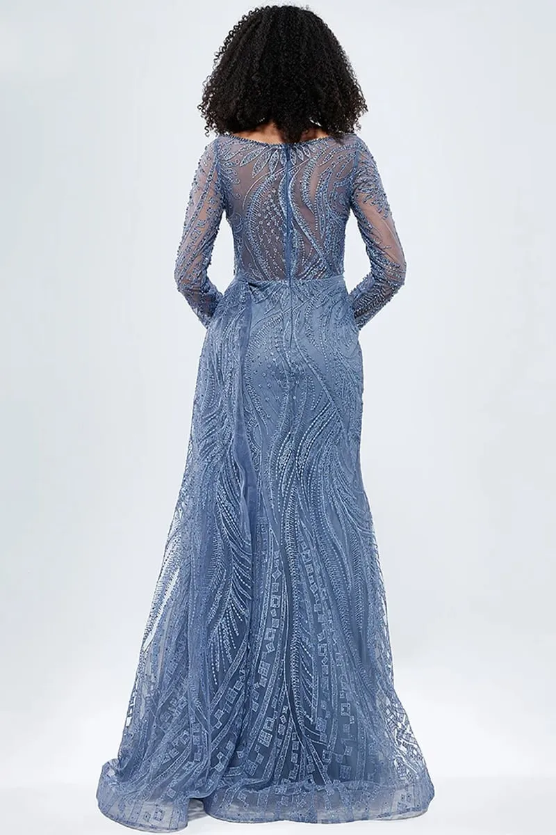 Romina Beaded Long Sleeve Gown