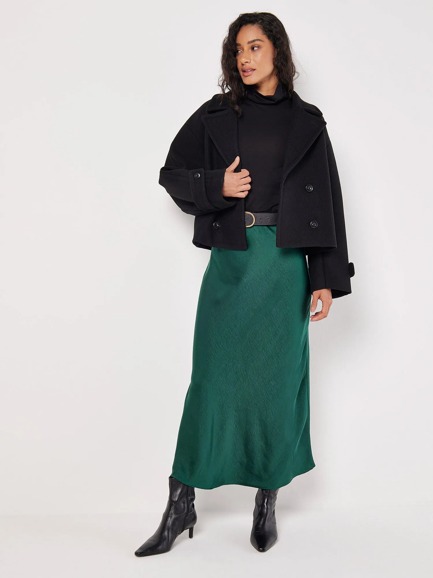 Satin Bias Midi Skirt