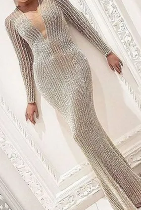 Sexy Long Sleeve Evening dress Formal Gown