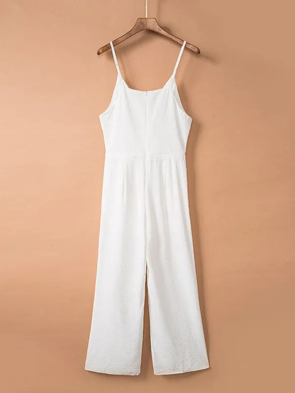 Sleeveless V-neck Contrast Color Jumpsuit