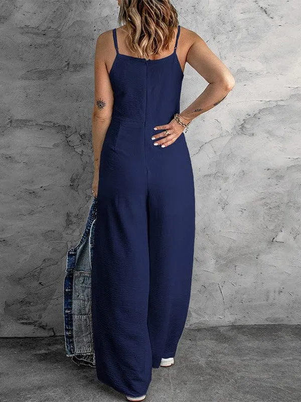 Sleeveless V-neck Contrast Color Jumpsuit