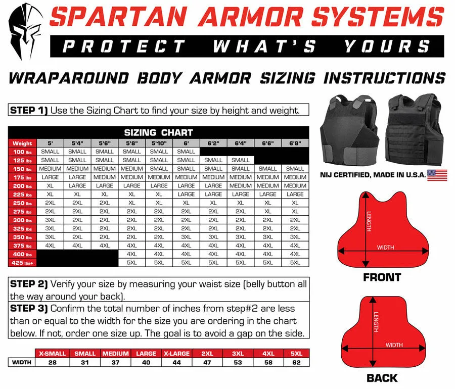 SPARTAN ARMOR SYSTEMS® CONCEALABLE IIIA CERTIFIED WRAPAROUND VEST