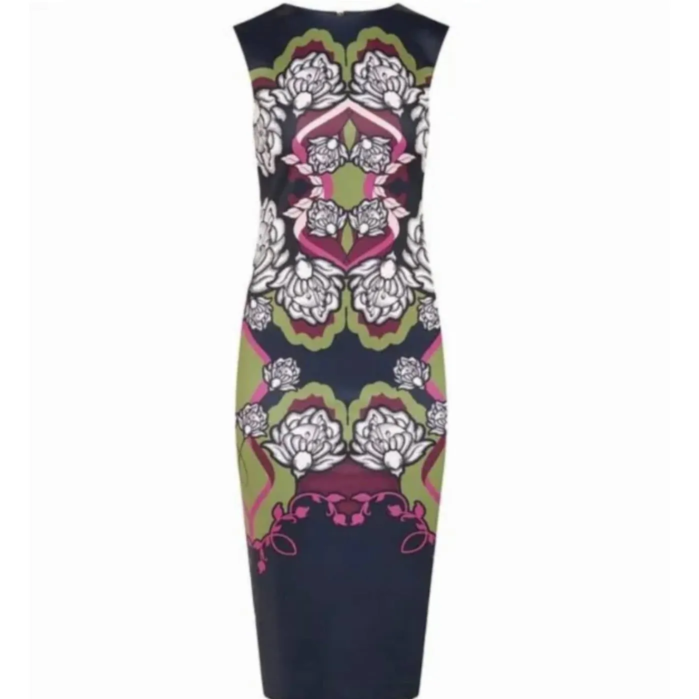 Ted Baker Navy Floral Surreal Tapestry Pencil Dress 8 US 3 Ted TV