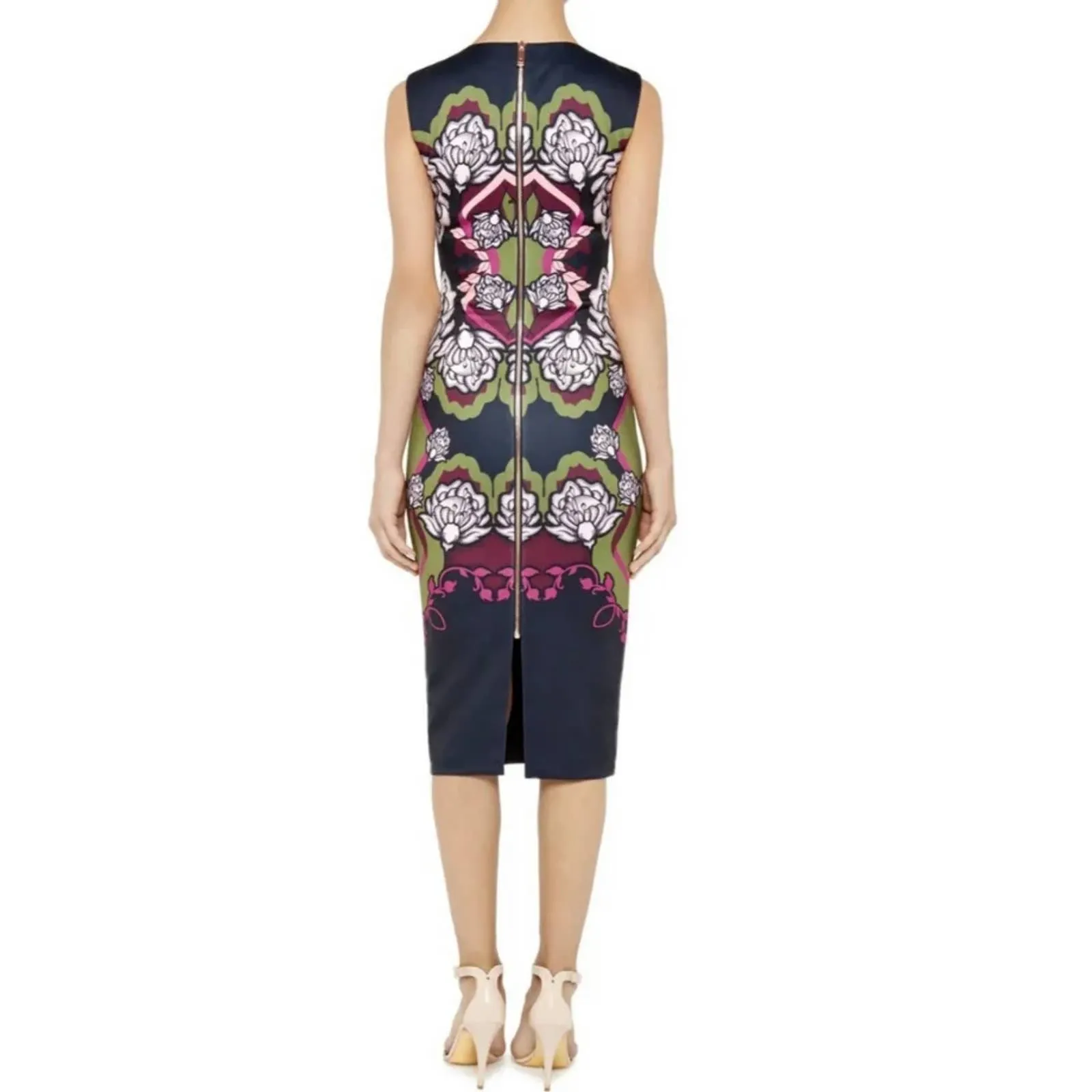Ted Baker Navy Floral Surreal Tapestry Pencil Dress 8 US 3 Ted TV
